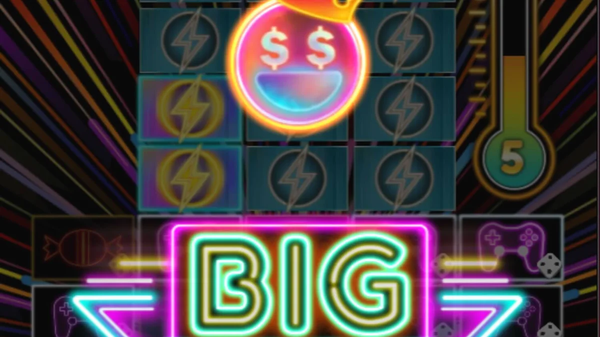 Tampilan visual neon penuh energi dari slot Dopamine Rush Dice