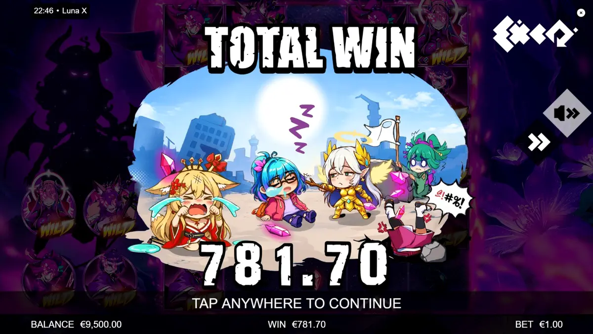 Tampilan antarmuka game slot Luna X pada perangkat seluler