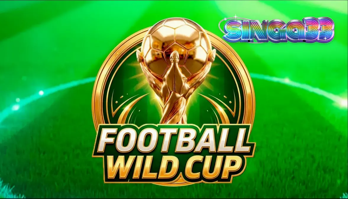 Tampilan layar permainan slot Football Wild Cup dengan tema stadion sepak bola